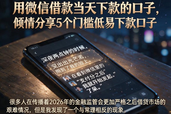 用微信借款当天下款的口子，倾情分享5个门槛低易下款口子
