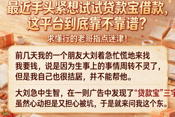 最近手头紧想试试贷款宝借款，这平台到底靠不靠谱？求懂行的老哥指点迷津！