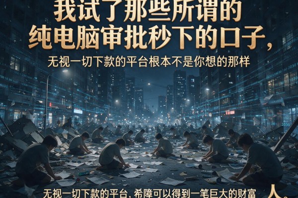 我试了那些所谓的纯电脑审批秒下的口子，发现无视一切下款的平台根本不是你想的那样