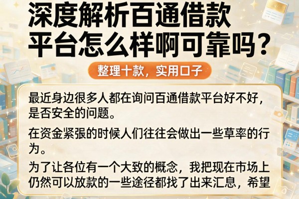 深度解析百通借款平台怎么样啊可靠吗，整理十款实用口子