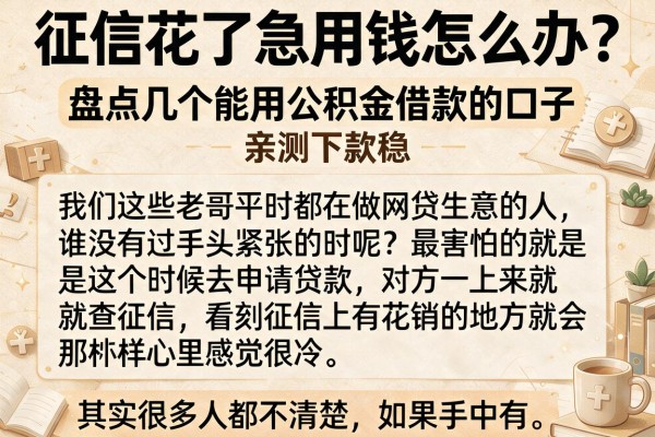 征信花了急用钱怎么办？盘点几个能用公积金借款的口子，亲测下款稳