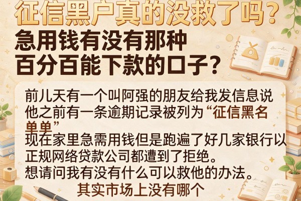 征信黑户真的没救了吗？急用钱有没有那种百分百能下款的口子？