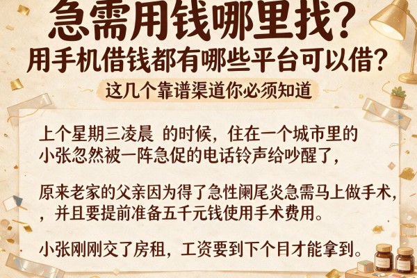 急需用钱哪里找?用手机借钱都有哪些平台可以借?这几个靠谱渠道你必须知道
