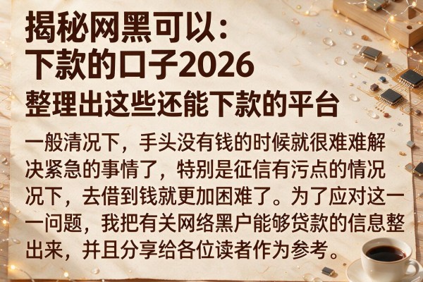 揭秘网黑可以下款的口子2026，整理出这些还能下款的平台