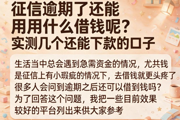 征信逾期了还能用什么借钱呢？实测几个还能下款的口子