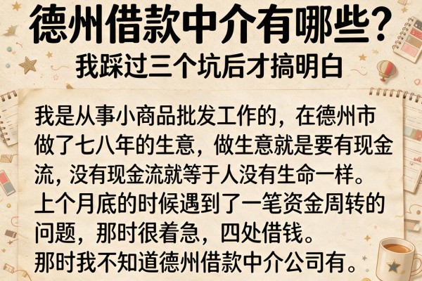 德州借款中介有哪些？我踩过三个坑后才搞明白