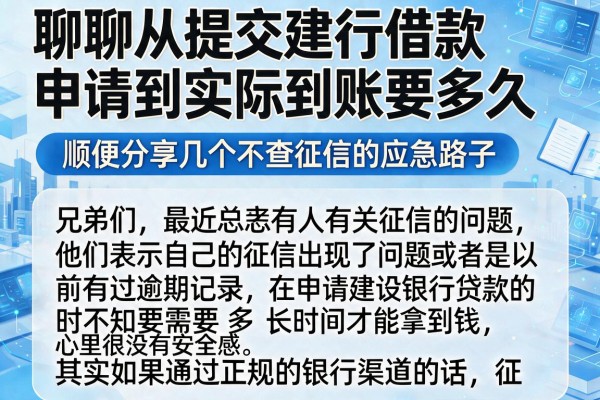 聊聊从提交建行借款申请到实际到账要多久，顺便分享几个不查征信的应急路子