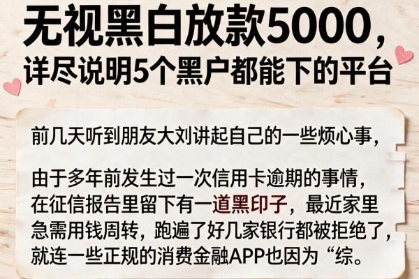 无视黑白放款5000，详尽说明5个黑户都能下的平台