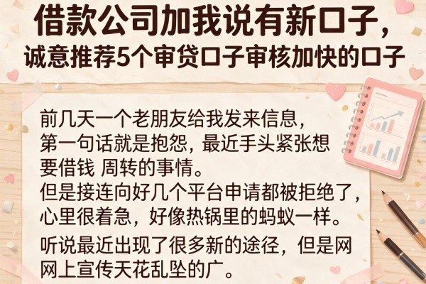 借款公司加我说有新口子，诚意推荐5个审贷口子审核加快的口子