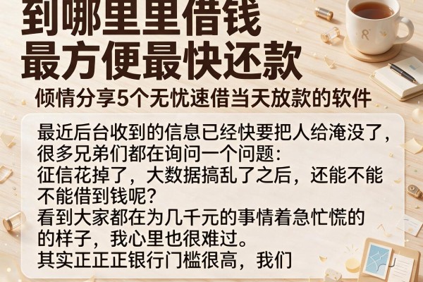 到哪里借钱最方便最快还款，倾情分享5个无忧速借当天放款的软件