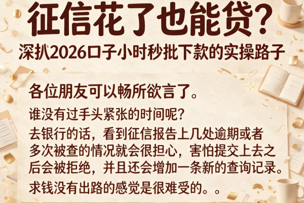 征信花了也能贷？深扒2026口子小时秒批下款的实操路子