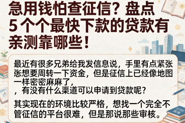 急用钱怕查征信？盘点5个最快下款的贷款有哪些，亲测靠谱！