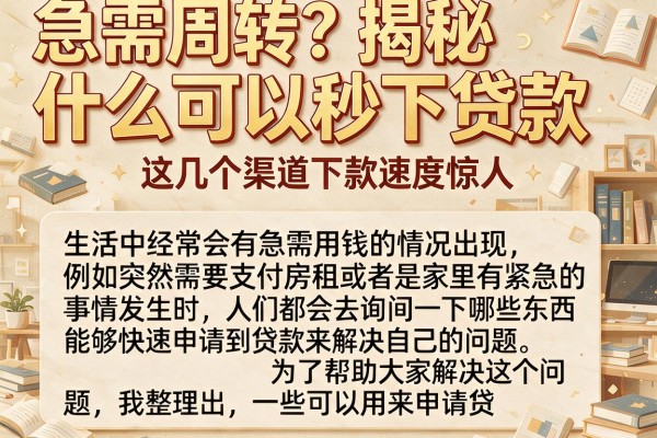 急需周转？揭秘什么可以秒下贷款，这几个渠道下款速度惊人