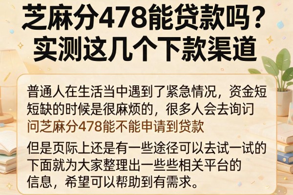 芝麻分478能贷款吗？实测这几个下款渠道