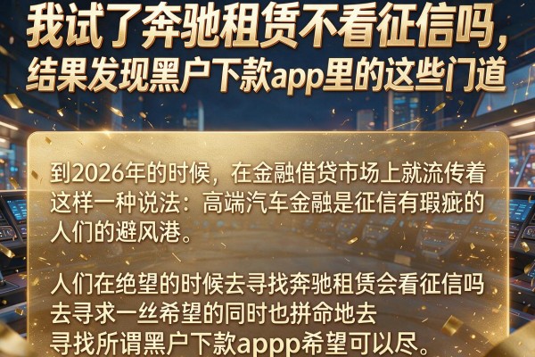 我试了奔驰租赁不看征信吗，结果发现黑户下款app里的这些门道