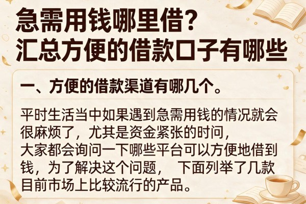 急需用钱哪里借？汇总方便的借款口子有哪些