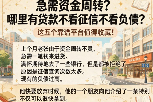 急需资金周转？哪里有贷款不看征信不看负债？这五个靠谱平台值得收藏！
