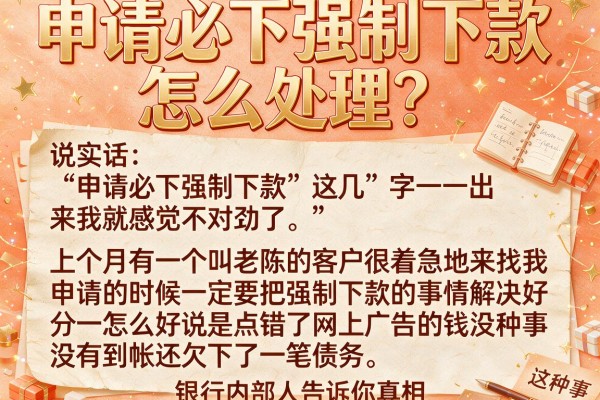 申请必下强制下款怎么处理？银行内部人告诉你真相