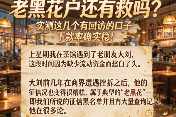 老黑花户还有救吗？实测这几个有回访的口子，下款率确实稳！