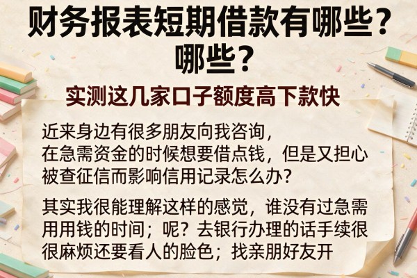 财务报表短期借款有哪些？实测这几家口子额度高下款快