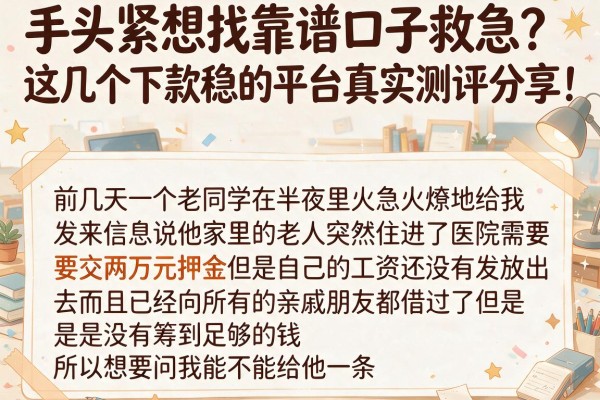 手头紧想找靠谱口子救急？这几个下款稳的平台真实测评分享！