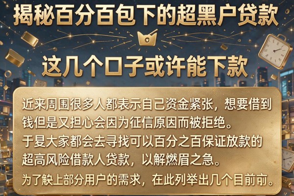 揭秘百分百包下的超黑户贷款，这几个口子或许能下款