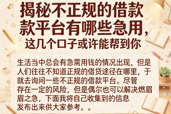 揭秘不正规的借款平台有哪些急用，这几个口子或许能帮到你