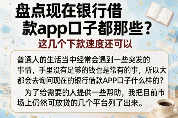 盘点现在银行借款app口子都那些，这几个下款速度还可以