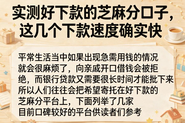 实测好下款的芝麻分口子,这几个下款速度确实快