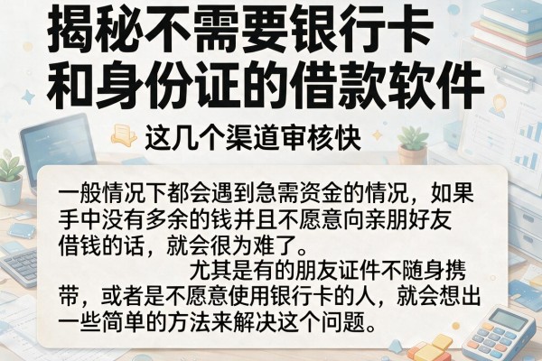 揭秘不需要银行卡和身份证的借款软件，这几个渠道审核快