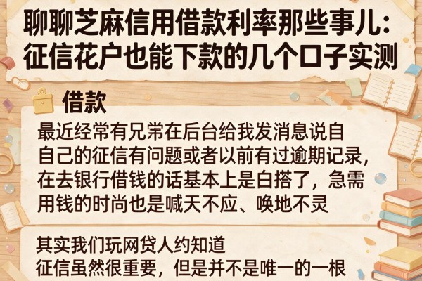 聊聊芝麻信用借款利率那些事儿：征信花户也能下款的几个口子实测