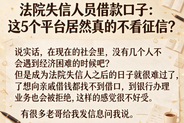 法院失信人员借款口子：这5个平台居然真的不看征信？