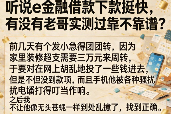 听说e金融借款下款挺快，有没有老哥实测过靠不靠谱？
