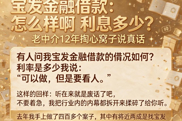 宝发金融借款怎么样啊利息多少?老中介12年掏心窝子说真话