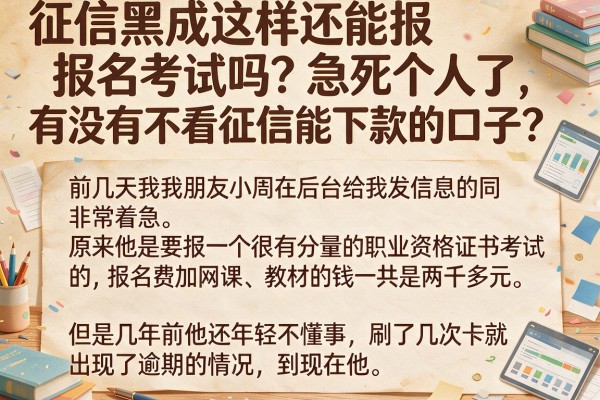 征信黑成这样还能报名考试吗？急死个人了，有没有不看征信能下款的口子？