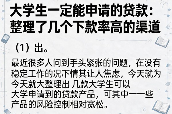 大学生一定能申请的贷款：整理了几个下款率高的渠道