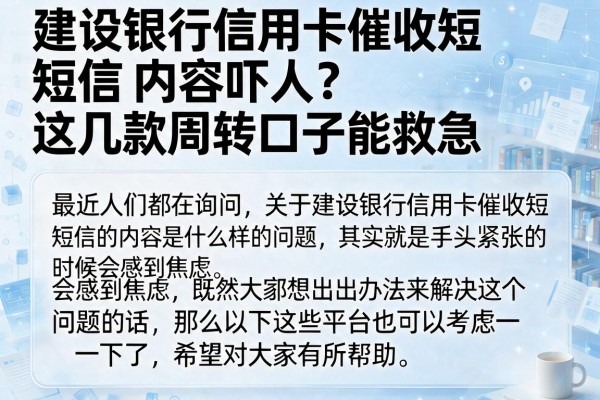 建设银行信用卡催收短信内容吓人？这几款周转口子能救急