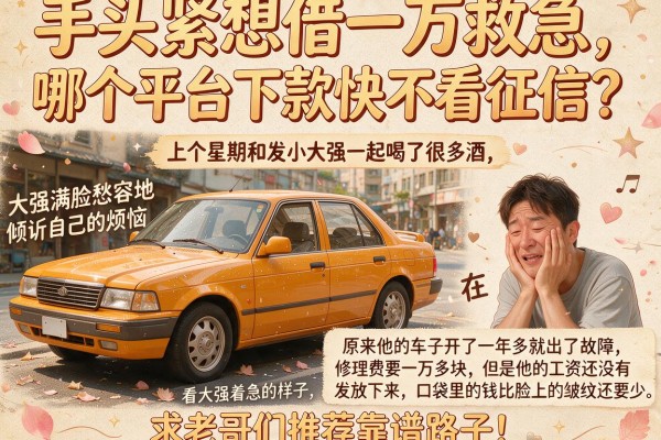 手头紧想借一万救急，哪个平台下款快不看征信？求老哥们推荐靠谱路子！