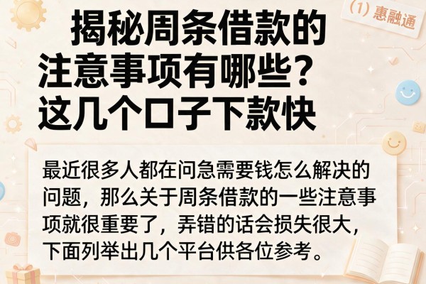 揭秘周条借款的注意事项有哪些，这几个口子下款快