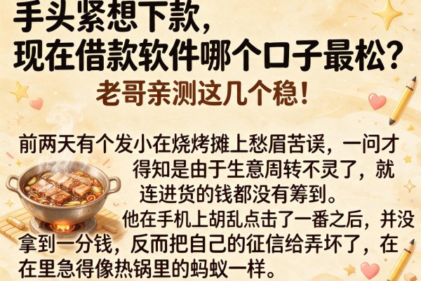 手头紧想下款，现在借款软件哪个口子最松？老哥亲测这几个稳！
