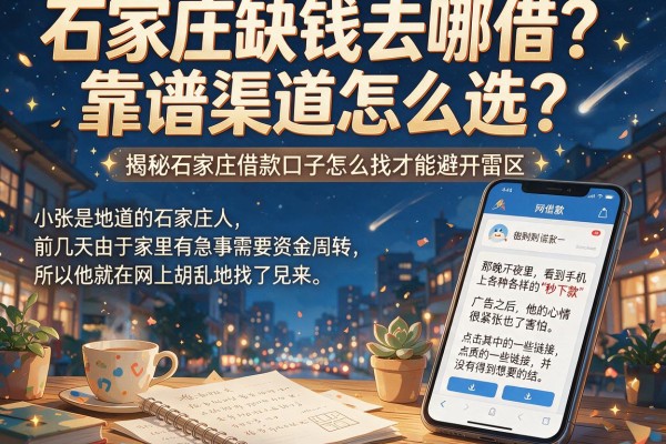 石家庄缺钱去哪借？靠谱渠道怎么选？揭秘石家庄借款口子怎么找才能避开雷区
