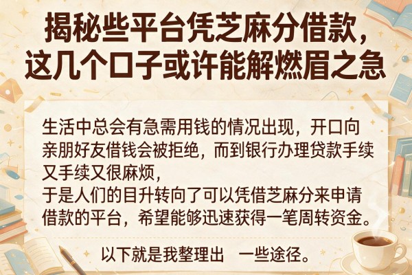 揭秘些平台凭芝麻分借款，这几个口子或许能解燃眉之急