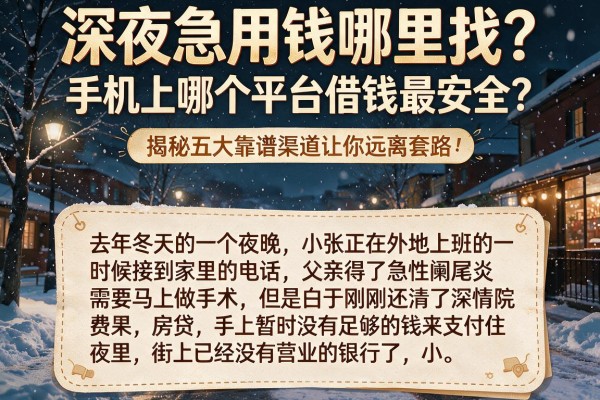 深夜急用钱哪里找？手机上哪个平台借钱最安全？揭秘五大靠谱渠道让你远离套路