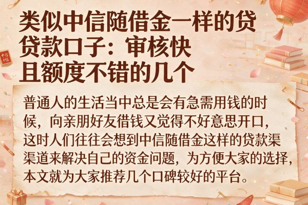 类似中信随借金一样的贷款口子：审核快且额度不错的几个