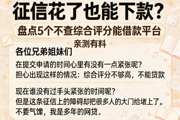 征信花了也能下款?盘点5个不查综合评分能借款平台,亲测有料