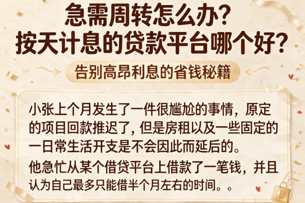 急需周转怎么办？按天计息的贷款平台哪个好？告别高昂利息的省钱秘籍