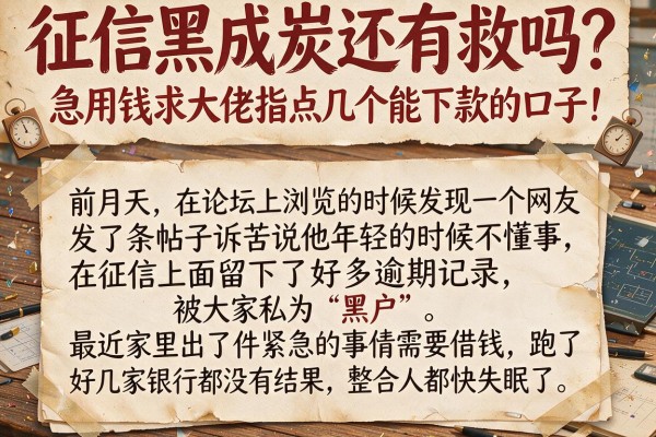 征信黑成炭还有救吗？急用钱求大佬指点几个能下款的口子！
