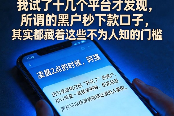 我试了十几个平台才发现，所谓的黑户秒下款口子，其实都藏着这些不为人知的门槛