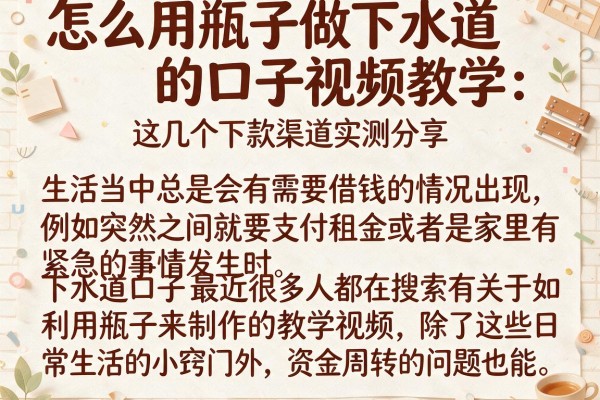 怎么用瓶子做下水道的口子视频教学：这几个下款渠道实测分享