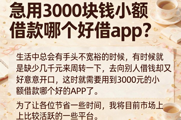 急用3000块钱小额借款哪个好借app？整理了这些给你参考